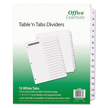 Table Of Contents Index Dividers, Black/White, PK15